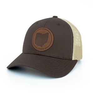 Casquette trucker avec empiècement en cuir - carte de l'Ohio