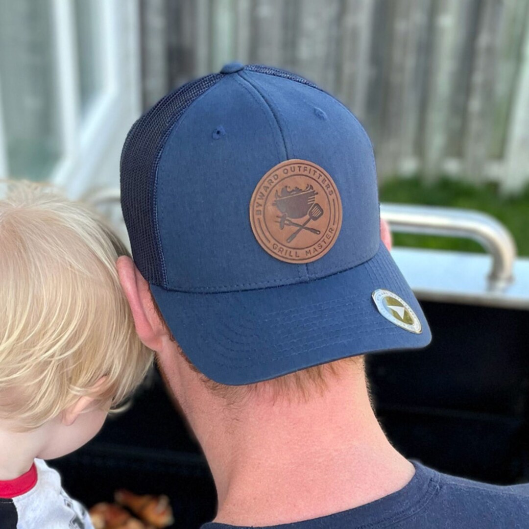 Leather Patch Trucker Hat - Grill Master - Perfect for Father's Day - 6 ...