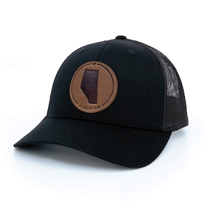 Alberta Hat - Casquette trucker avec écusson en cuir Alberta - Carte de l'Alberta