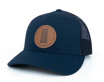 Saskatchewan - Leather Patch Trucker Hat - Saskatchewan Map