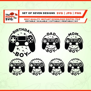 Gaming-Geburtstags-Bundle-Svg, Geburtstags-Gamer-Svg, Videospiel-Svg, Kinder-Svg-Dateien für Cricut, Videospiel-Thema, Familien-Gaming-Geburtstags-Svg.