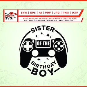 Schwester des Geburtstagskind svg, Geburtstags-Gamer svg, Bruder Geburtstag svg, Videospiel svg, Kinder svg, Videospiel-Thema, Dateien für Cricut.