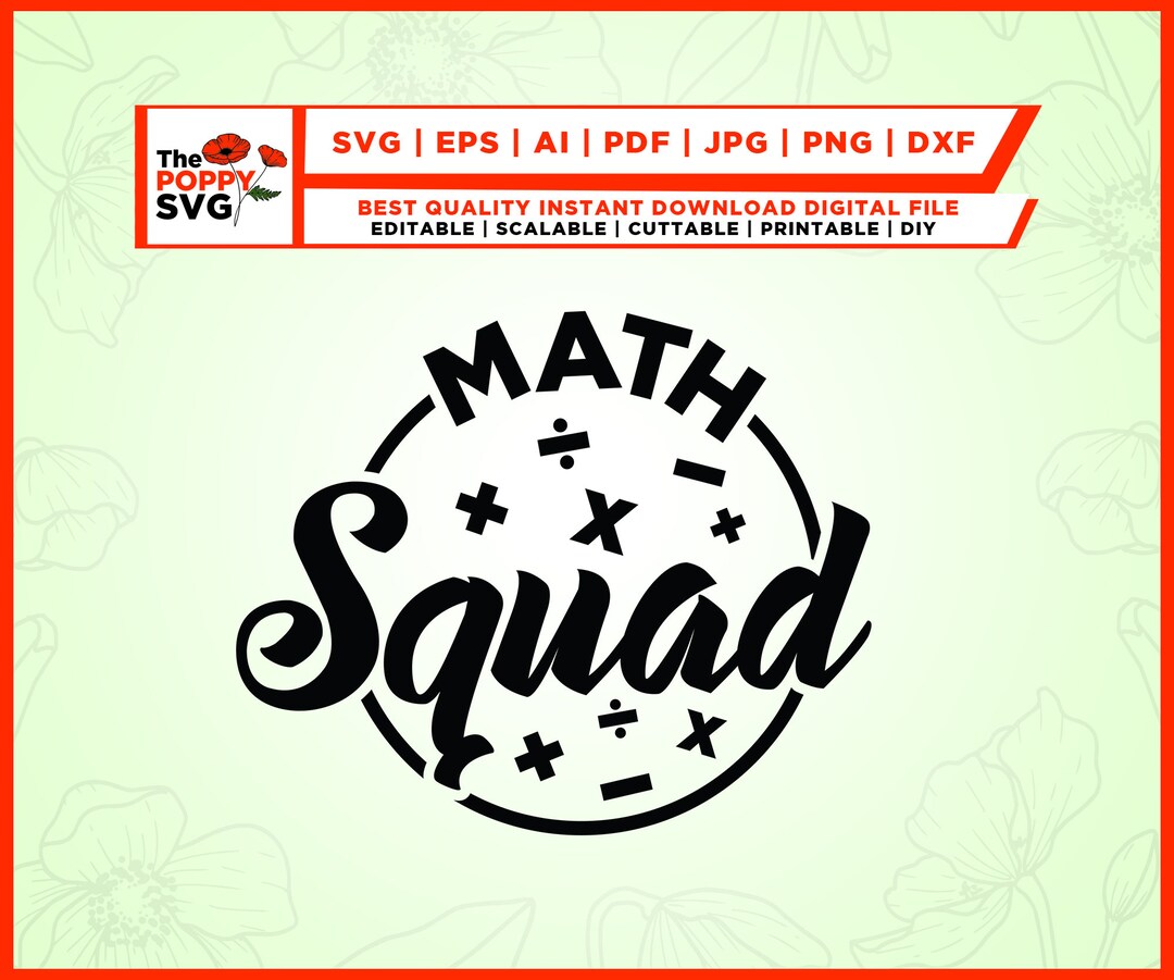 Math Squad Svg, Math Teacher Svg, Squad Svg, Free Commercial Design for ...