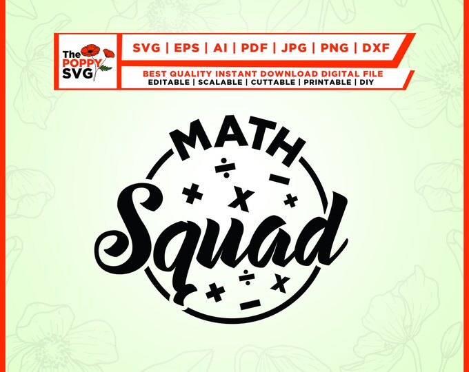 Math Teacher Svg, Math Squad Svg, Elementary Teacher, Instant Download ...