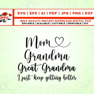 Overgrootmoeder SVG, Moederdag SVG, Overgrootmoeder Cadeau, Moederdag Cadeau, SVG-bestanden voor Cricut, Liefde Svg, Cadeau voor moeder, Cadeaus voor haar