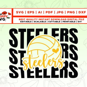 Steelers svg,Steelers Mascot svg,Steelers Volleyball School Team,Stacked Steelers svg,Volleyball Mama svg,School Team,School Spirit, Cricut