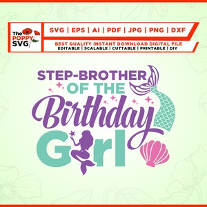 Stiefbroer van het feestvarken svg, verjaardag zeemeermin, bijpassende zeemeermin svg, stiefbroer svg, familie verjaardag svg, zeemeermin verjaardag SVG,