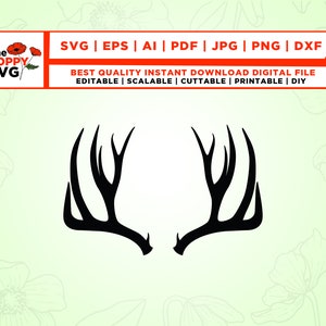 Hirschgeweih SVG, geschnitten Datei, Sublimation, Maultierhirsch, Cricut, Png, SVG, Silhouette, aufbügeln, Instant Download, Hirsch svg, Geweih svg