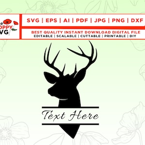 Deer Split Monogram, Buck, Hunting, Instant Digital Download, SVG, Png, Dxf, and eps files, Buck, Hunting, Antlers. Cricut Svg, wild svg