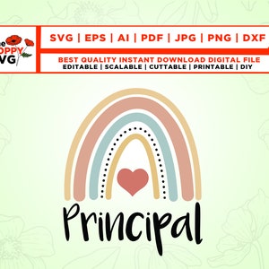 Opdrachtgever svg, Leraar svg, Rainbow svg, Principal shirt svg, School svg, Instant Download, shirts svg, Digitaal bestand, Bestanden voor cricut