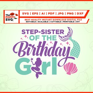 Belle-soeur de la fille d'anniversaire svg, anniversaire de sirène, svg de sirène assortie, belle soeur svg, svg d'anniversaire de famille, anniversaire de sirène SVG,