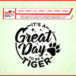 C'est un grand jour pour être un tigre svg, svg grande journée, svg de l'école, mascotte de l'école svg, svg enseignant, svg chemise tigre, svg football, Cricut.