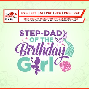 Stiefvader van het feestvarken svg, verjaardag zeemeermin, bijpassende zeemeermin svg, stiefvader svg, familie verjaardag svg, zeemeermin verjaardag shirts ontwerpen