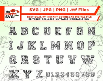 Leopard Print font, Leopard font, Varsity font, athletic alphabet and numbers font svg, Silhouette, archivos para Cricut, Monogram Print Numbers