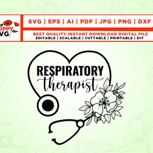 Respiratory therapist svg, Stethoscope svg, Respiratory therapist sublimation file, Shirt svg, Instant Download, therapist svg, therapist