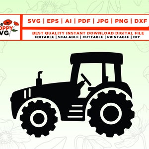 Farm Tractor SVG Cut File, Commercial Use, Farm life SVG, Transportation Cut File, Cricut Design Space, Silhouette Cut Files, Cricut