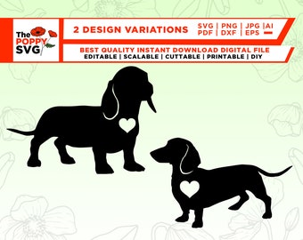 Perro Svg, Daschund SVG, Pet svg, Heart Svg, Weiner Dog Heart svg, File, Animal Svg, Cut Files Cricut, Silhouette, SVG, PNG, eps, Pet lover svg
