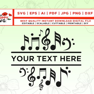 Music Notes svg, Music Notes Split svg, Music Notes png, Music Notes clipart, Custom Music Notes svg, cut bestand, eps, dxf, Instant Download