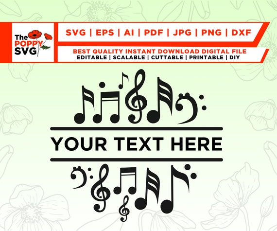 Music Notes svg, Music Notes Split svg, Music Notes png, Music Notes clipart, Custom Music Notes svg, cut file, eps, dxf, Instant Download