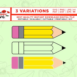 Lápis SVG, Lápis vetorial, Lápis escolar SVG, Escola SVG, Lápis Clipart, Arquivo de corte a lápis, eps, pdf, dxf, svg, png, Cricut, silhueta, vinil