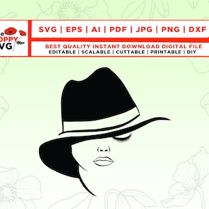 Chapeau de femme svg, Classic Fashion Style design, Couvre-chef, Diva Glamour, Fabuleux svg, png, jpg, Clipart vectoriel, fichiers pour Cricut, Silhouette