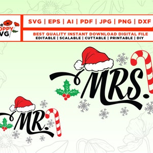 De heer en mevrouw Kerstmis, Pasgetrouwde Kerst, Eerste Kerst Als Koppel, Bijpassende Kerst, Bijpassend Kerstpaar, Kerst svg,