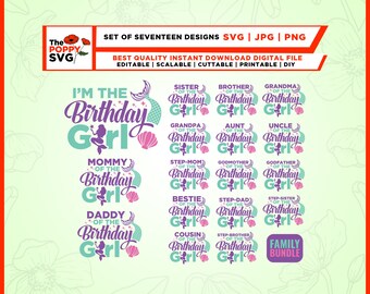 Mermaid Birthday svg, Mermaid Birthday shirts svg, Matching Birthday svg, digital files, digital image, cricut, iron on, sublimation.