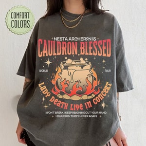 ACOTAR Nesta Archeron Cauldron Blessed Lady Death Band Comfort Colors Shirt, Rhysand Cassian Shirt, Booktok TShirt, SJM Trendy Merch