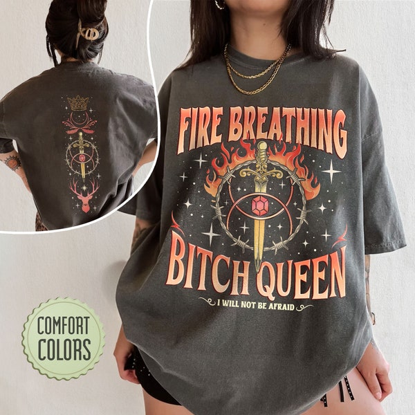 Fireheart Queen Aelin Comfort Colors Shirt, Troon van Glazen Fan T Shirt, Kingsflame De Dertien, Ze zal niet bang zijn, Boekenliefhebber Tog Gift
