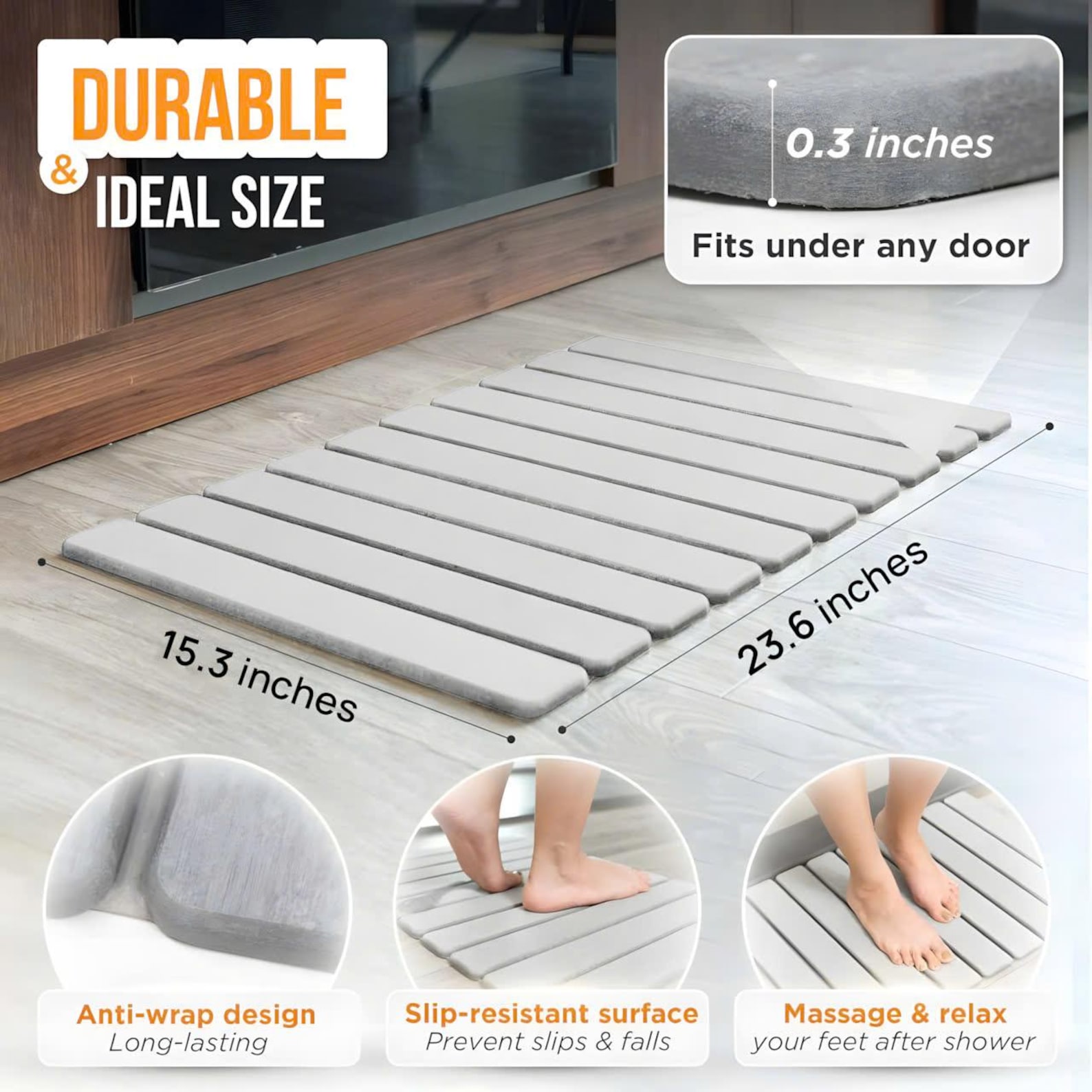 Extra Long Diatomaceous Earth Stone Bath Mat 31.5" X 15" | Modern Home Decor Solution for Quick ...