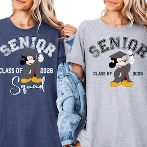 Mickey & Minnie Senior 2026 Shirt, Disney Graduation T-shirt, Mickey Grad Shirts, Disneyland Graduate Sweatshirt, Disneyworld Grad Squad Tee