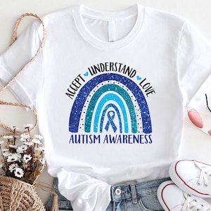 Autism Shirt, Autism Awareness Shirt, Autism Rainbow Shirt, We Wear Blue For Autism Awareness, Autism Awareness Month, Autism Mom Shirt