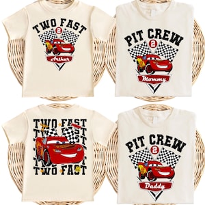 Two Fast McQueen Birthday Boy Tee, Pit Crew Birthday Family T-shirt, Lightning McQueen Birthday Sweatshirt, Disney Cars Birthday Boy Gift
