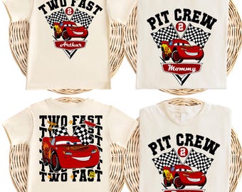 Two Fast Cars Birthday Boy Tee, Pit Crew Birthday Family T-shirt, Magical Kingdom Birthday Sweatshirt, Cars Birthday Boy Gift