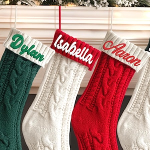 Personalized 2025 Embroidered Christmas Stocking, Knitted Stockings With Name, Monogram Stocking, Family Christmas Stockings, Holiday Decor