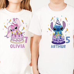 Camiseta mágica de cumpleaños de alienígena azul y rosa, camiseta de viaje familiar para niño y niña de cumpleaños 2026, camiseta familiar a juego del Reino Mágico