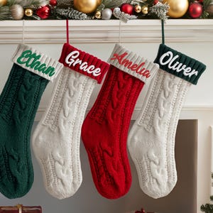 Personalized Knit Christmas Stocking, 2025 Christmas Embroidered Family Name Stockings, Monogram Stocking, Holiday Decor, Matching Xmas Gift