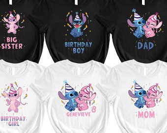 Stitch Birthday Girl Birthday Boy Shirts, Stitch Family Birthday Shirts, Custom Stitch Birthday Shirts, Pink Stith Birthday Shirt