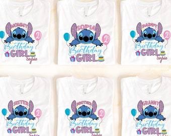 Disney Stitch Birthday Girl Family Matching Shirts, Disneyland Birthday Trip Tee, WDW Stitch Birthday Vacation Shirt