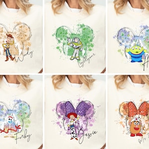 Toy Story Aquarell Micky Kopf Shirt, Disney Woody Und Buzz Lightjahre Sweatshirt, Disneyland Jessie Kinder Shirt, Alien Kleinkind T-Shirt