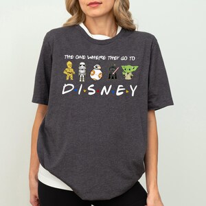 a woman wearing a t - shirt that says, the one where they do disney