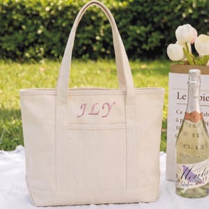 Custom Embroidery Tote Bag, Bridesmaid Gifts Tote Bag, Embroidered Canvas Tote Bag with Initials, Bridal Shower, Bachelorette Gifts