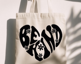 Be Kind Tote Bag, Kindness Canvas Tote Bag, Teacher Tote Bag, Retro Tote Bag, Treat People with Kindness, Positive Quote Tote Bag,