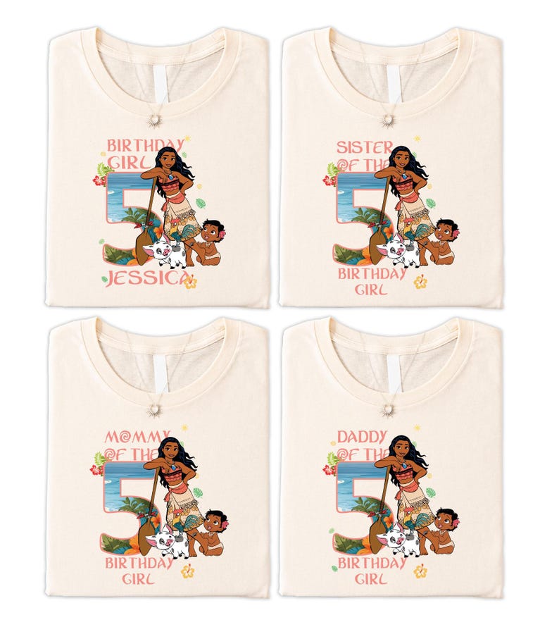 Custom Princess Moana Birthday Girl Shirt, Moana Family Matching Shirts, Disneyland Birthday Vacation Shirt, Maui Hei Hei Pua Birthday Shirt