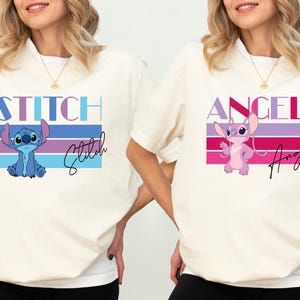 Disney Stitch and Angel Couple Shirts, Disney Couple Trip Shirt, Disney Angel Shirt, Disneyland Couples Trip Shirts, Stitch Honeymoon Shirt