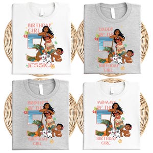 Custom Princess Moana Birthday Girl Shirt, Moana Family Matching Shirts, Disneyland Birthday Vacation Shirt, Maui Hei Hei Pua Birthday Shirt