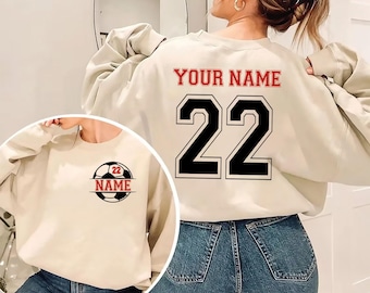 Personalisiertes Fußball-Shirt, personalisiertes Fußball-Tag-Shirt, Spieler-Sweatshirt, Fußball-Team-Shirt, Fußball-Tag-Hoodie