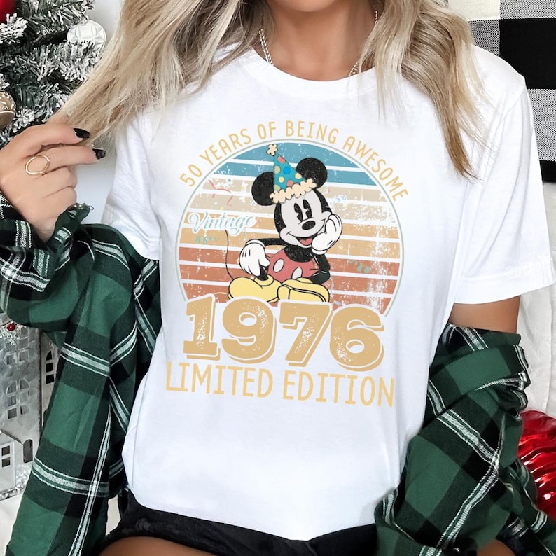 Disney Made In 1976 T-shirt, 50 Years Of Being Awesome Sweatshirt, 50th Birthday T-shirt, Custom Mickey Birthday Tee