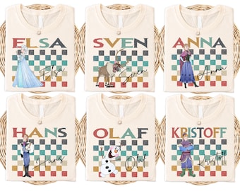 Maglione coordinato di Frozen, felpa a quadri di Elsa e Anna, maglione di Olaf e Sven di Frozen, maglietta di Kristoff a tema vacanza nel Regno Magico