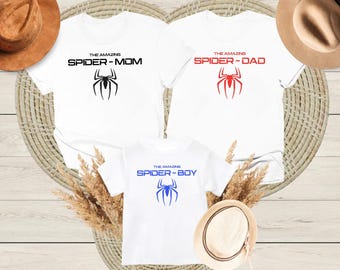 Familieshirts Spider, aangepaste familieshirts, familieshirt superhelden, bijpassende familieshirts, aangepaste groepsshirts, familiegroepshirts